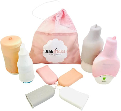 (4 Pack) LeakLocks® Toiletry Skins with Storage Bag - Nomadic Neutral