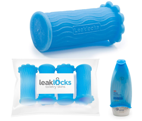 4 Pack) LeakLocks® Toiletry Skins - Vibrant Blue – Rinseroo