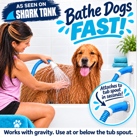 Rinseroo Slip-On Pet Tub Hose- 5 Foot No-Install Hose with Spray Head