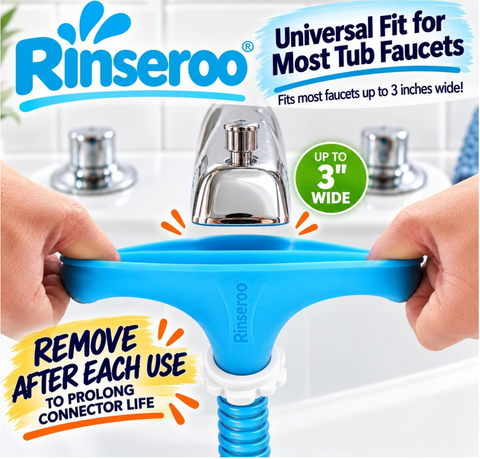 Rinseroo Slip-On Pet Tub Hose- 5 Foot No-Install Hose with Spray Head