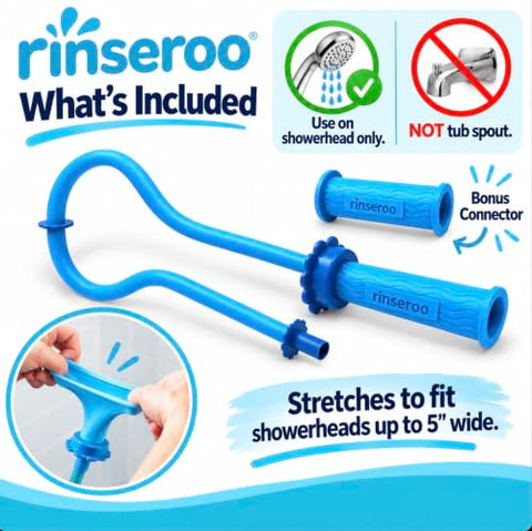Rinseroo Shower Cleaning Thing:  Slip-On 6' Hose with Spout Tip